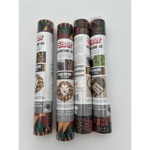 Lot Of 4 Rolls Siser HTV Heat Transfer Vinyl Black Heritage Patterns. 11.8x24 in - Picture 2 of 6